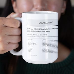 Custom publication mug for PhD scientist