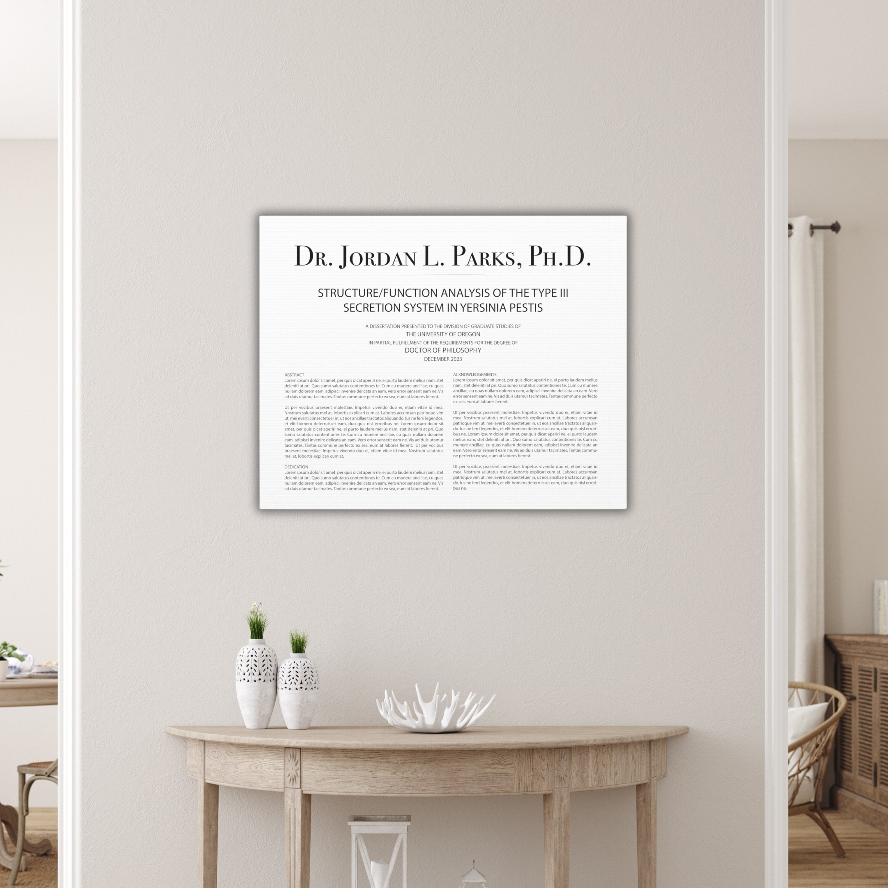 PhD Geschenk Leinwanddruck für PhD MA EdD Dissertationsgeschenk