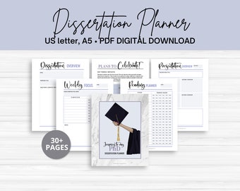 Dissertation planner, thesis planner, for PhD, EdD, masters, undergraduate degree