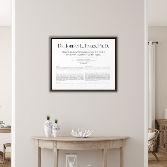 Custom Graduation Framed Canvas Print for dissertation PhD graduation gift