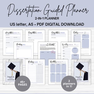 Dissertation planner and Focus planner 2-in-1, thesis planner for PhD, EdD, masters for grad student