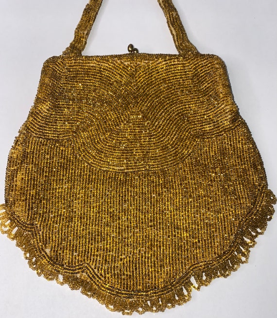 Vintage Gold Sequin Beaded Bag - image 1