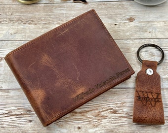 Custom Leather Wallet l Brown Leather Wallet l Anniversary Gift for Him Personalized Mens Leather Wallet l Groomsmen Wallet Gift for Him