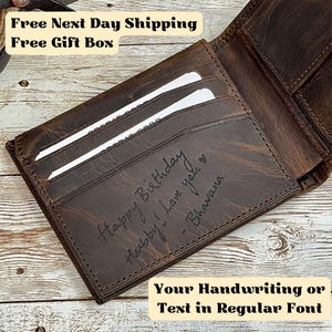 Billetera personalizada, Billetera con escritura a mano, Regalo para él, Billetera con foto, Billetera personalizada, Regalos de billetera personalizada, Regalo para él, Billetera grabada