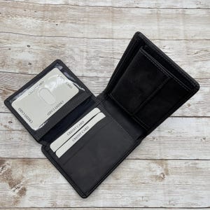 Leren portemonnee voor heren, gegraveerde leren portemonnee, minimalistische portemonnee, gepersonaliseerde portemonnee, aangepaste portemonnee, gepersonaliseerde cadeaus, kerstcadeau Antic Black