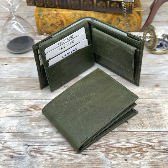 Buy LORENZ RFID Blocking Vintage Green Genuine Hunter Leather Wallet for  Men with ATM Card & Coin Zipper | Bi-Fold Wallet | Men's Wallet Purse |  GL-80 Online at Best Prices in