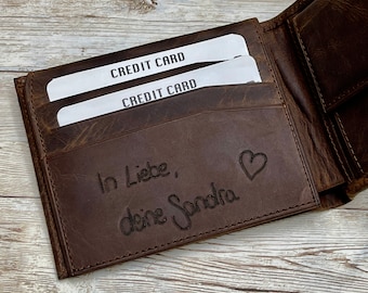 Personalized Fathers Day Gift Mens Wallet | Handwriting Wallet | Leather Wallet For Men | Personalized Wallet Gifts | Engraved Wallet