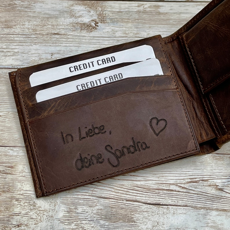 Handwriting Wallet  Leather Wallet For Men  Personalized image 0