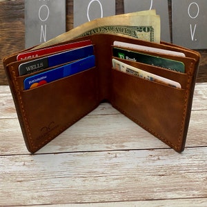 Leather Wallet Personalized for Him, Personalized Gift for Godfather, Customized Handmade Wallet, Father Day Gift