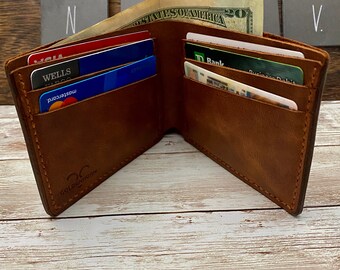 Leather Wallet Personalized for Him, Personalized Gift for Godfather, Customized Handmade Wallet, Father Day Gift