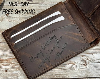 Vaderdagcadeau, gepersonaliseerde herenportemonnee, echte zachte leren portemonnee, gepersonaliseerd gegraveerd cadeau voor vriend, vader, echtgenoot, opa