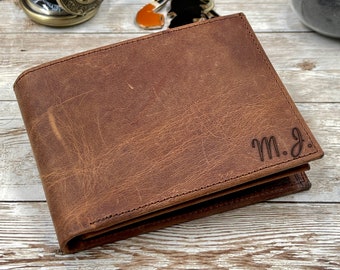Custom Leather Wallet l Brown Leather Wallet l Anniversary Gift for Him Personalized Mens Leather Wallet l Groomsmen Wallet Gift for Him