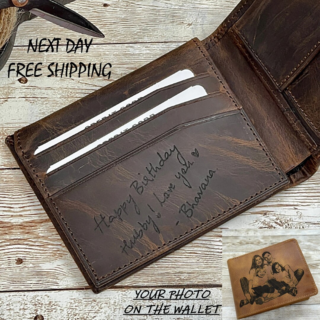 Handwriting Wallet  Leather Wallet for Men  Personalized - Etsy