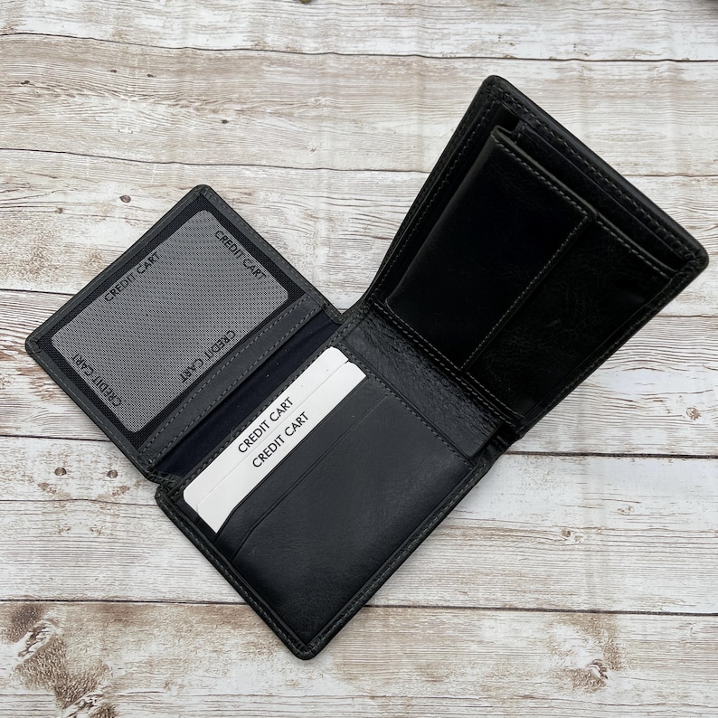 Leren portemonnee voor heren, gegraveerde leren portemonnee, minimalistische portemonnee, gepersonaliseerde portemonnee, aangepaste portemonnee, gepersonaliseerde cadeaus, kerstcadeau Midnight Green