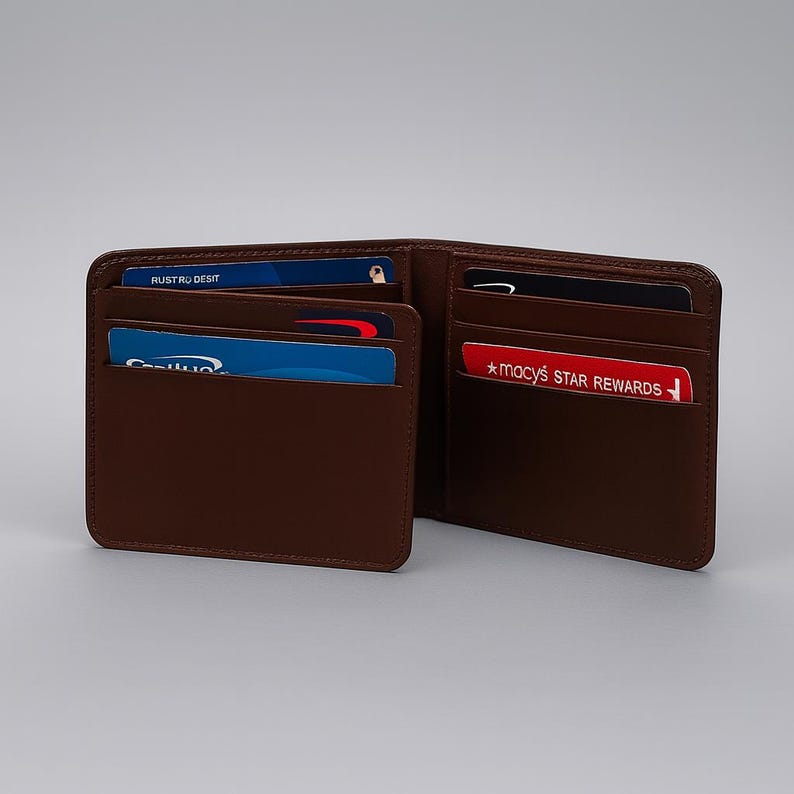 Leren portemonnee voor heren, gegraveerde leren portemonnee, minimalistische portemonnee, gepersonaliseerde portemonnee, aangepaste portemonnee, gepersonaliseerde cadeaus, kerstcadeau D Bro w/o Coin Pockt