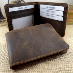 Billetera de cuero para hombre / Billetera de cuero personalizada / Billetera con logotipo grabado para hombre / Billetera con monograma / Billetera personalizada / Regalo para el Día del Padre