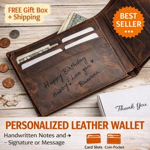 Leather Wallet for Men, Engraved Leather Wallet, minimalist wallet, Personalized Wallet, Custom Wallet, Personalized Gifts, Christmas Gift