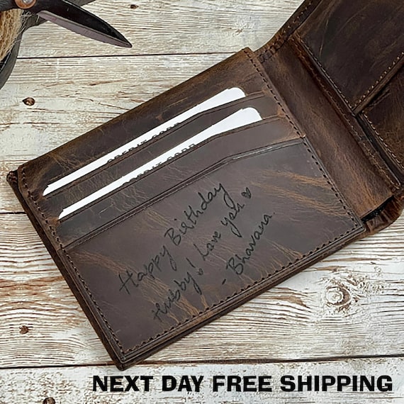 Real Leather Wallet for Men / Personalized Anniversary Gift / Fathers day Gift / Anniversary Gift / Monogram Leather Wallet / Gift for Dad