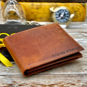Mens Wallet - Valentine Gift For Him | Handwriting Gift | Custom Leather Wallet l Brown Leather Wallet l Anniversary Gift for Him