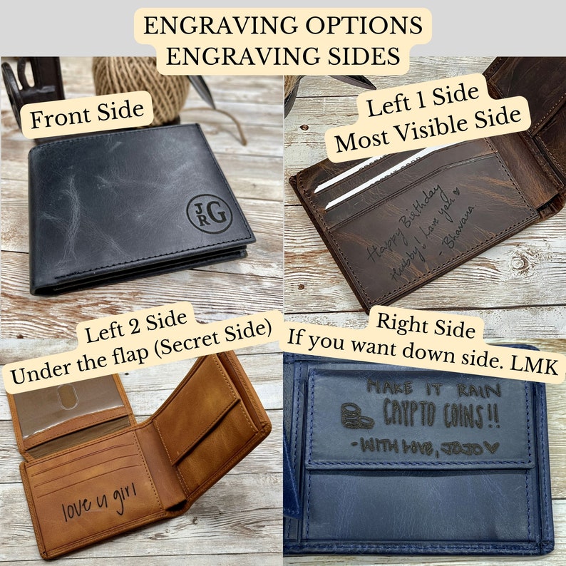 Handwriting Wallet,Christmas Gift,Personalized Wallet Men,Leather Wallet For Men,Handwriting Gift For Him,Engraved Wallet,Fathersday Gift image 7