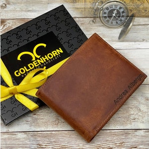 Cartera grabada para hombre, cartera personalizada, cartera personalizada para hombre, cartera personalizada para hombre, cartera de cuero, cartera de cuero para hombre