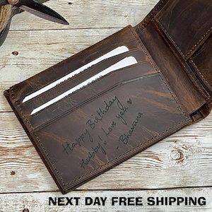 Cartera de hombre de cuero, cartera personalizada para hombres, cartera de cuero para hombres, cartera de regalo para hombres, cartera de cuero personalizada, billetera grabada