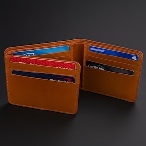 Leren portemonnee voor heren, gegraveerde leren portemonnee, minimalistische portemonnee, gepersonaliseerde portemonnee, aangepaste portemonnee, gepersonaliseerde cadeaus, kerstcadeau Tan w/o Coin Pocket