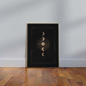 Black Celestial Moon Phase Poster