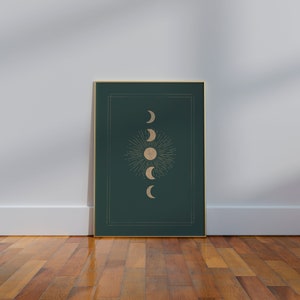 Green Moon Phase Poster