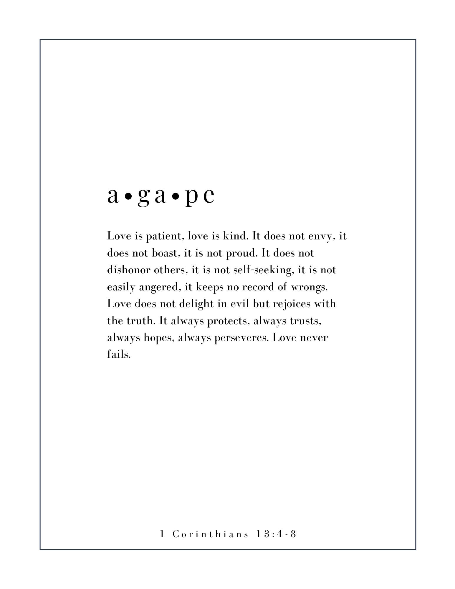 Printable Agape love Definition Etsy Norway