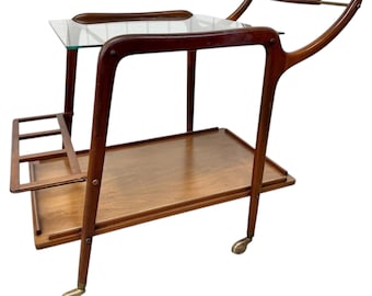 Mid-Century Italian Modern Walnut Serving Cart