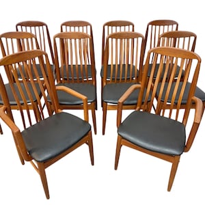 Vintage Danish Modern Benny Linden Teak Dining Chairs - Set of 10