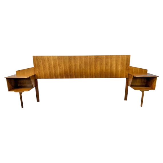 Mid-Century Modern Queen Size Headboard w/Nightstands