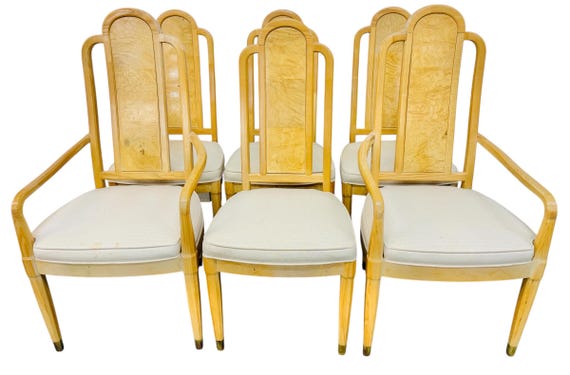 Vintage Henredon Burled Wood Dining Chairs - Set of 6