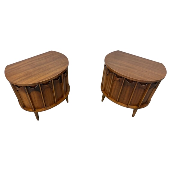 Mid-Century Modern Kent Coffey "Perspecta" Walnut Commode Nightstands - Set of 2