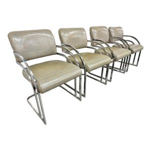 Mid-Century Modern Chrome Dining Chairs - Set of 4