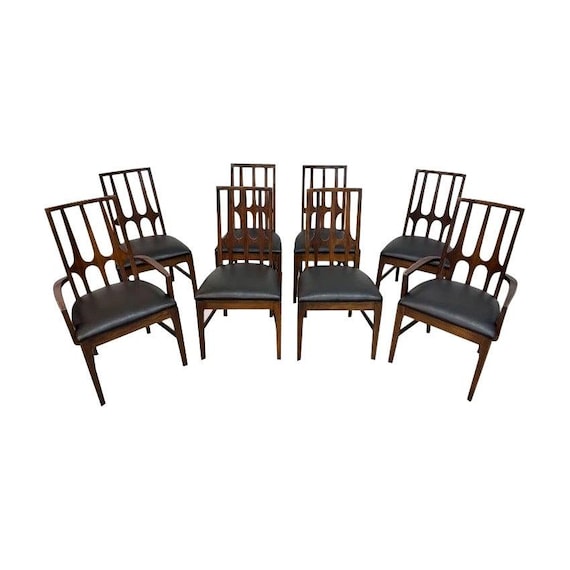 Mid-Century Modern Broyhill Brasilia Walnut Dining Chairs - Set of 8
