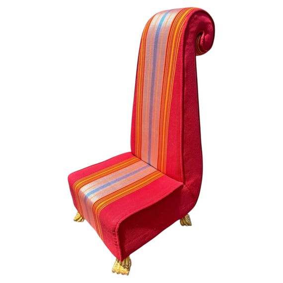 Hollywood Regency Style Upholstered Slipper Chair
