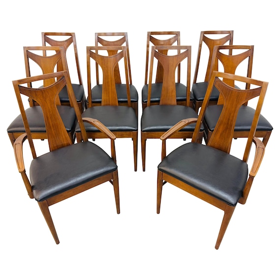 Mid-Century Modern Kent Coffey Perspecta Walnut Dining Chairs - Set of 10
