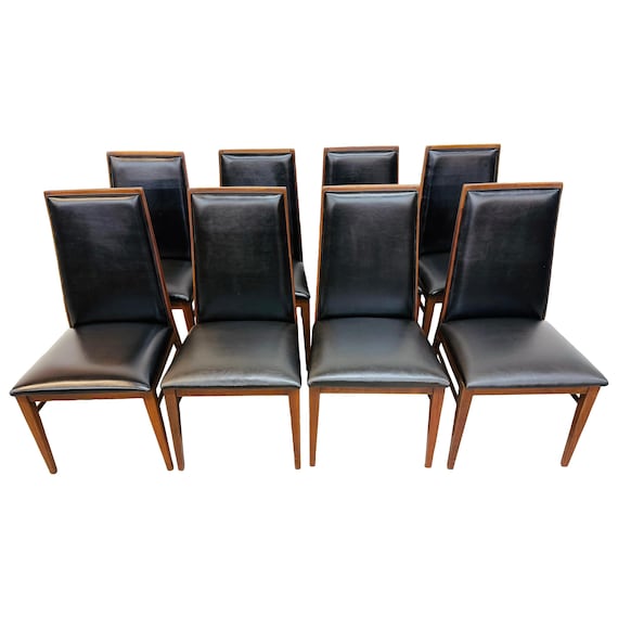 Mid-Century Modern Dillingham Walnut Dining Chairs - Set of 8