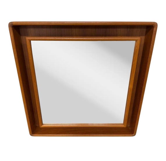 Vintage Pederson & Hansen Danish Modern Teak Lighted Hanging Wall Mirror