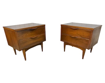 Mid-Century Modern  Walnut Nightstands - Set of 2