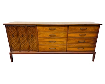 Mid-Century Modern 12-Drawer Walnut Dresser