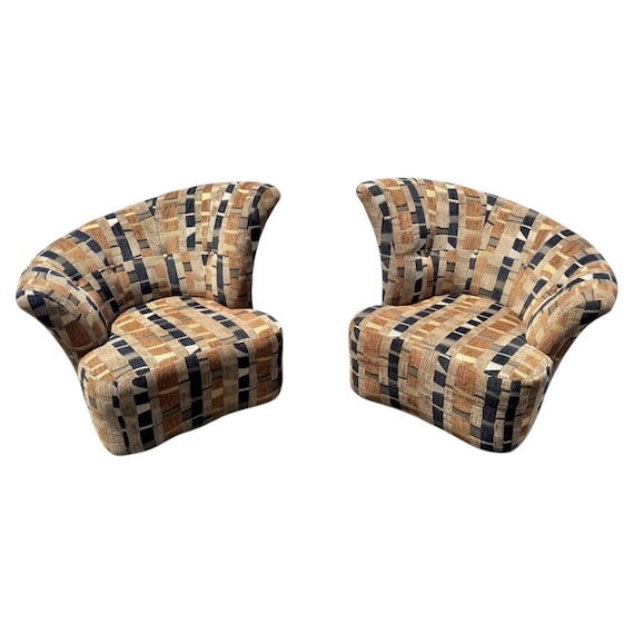Post Modern Kagan Style Swivel Lounge Chairs - Set of 2