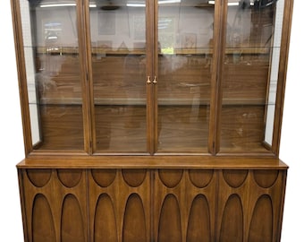 Mid-Century Modern Broyhill Brasilia 2-Piece Walnut China Cabinet