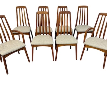 Vintage Danish Modern Teak "Eva" Style Dining Chairs - Set of 8