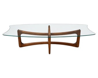 Mid-Century Modern Adrian Pearsall Sculpted Walnut Coffee Table w/Glass Top