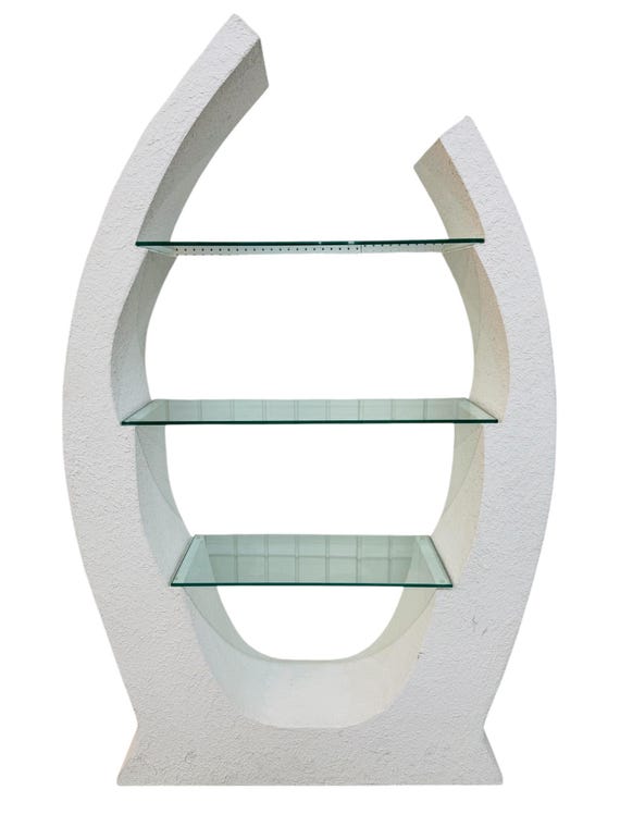 Post Modern White Stucco Sculpted Etagere