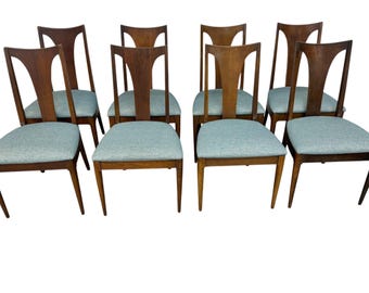 Mid-Century Modern Broyhill Brasilia Walnut Dining Chairs - Set of 8