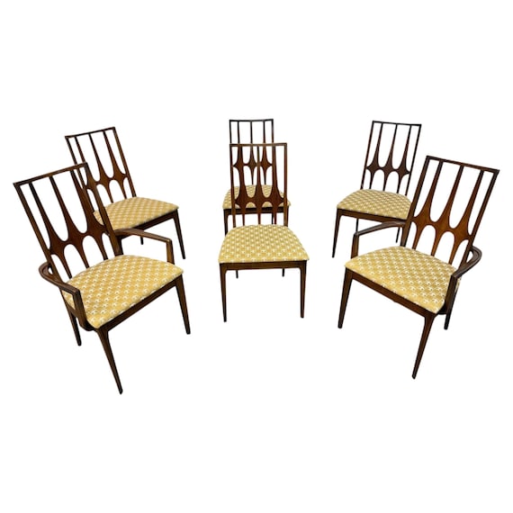 Mid-Century Modern Broyhill Brasilia Walnut Dining Chairs - Set of 6